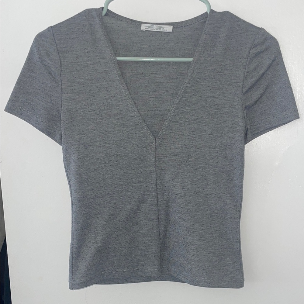 Zara Gray V-Neck Crop Top